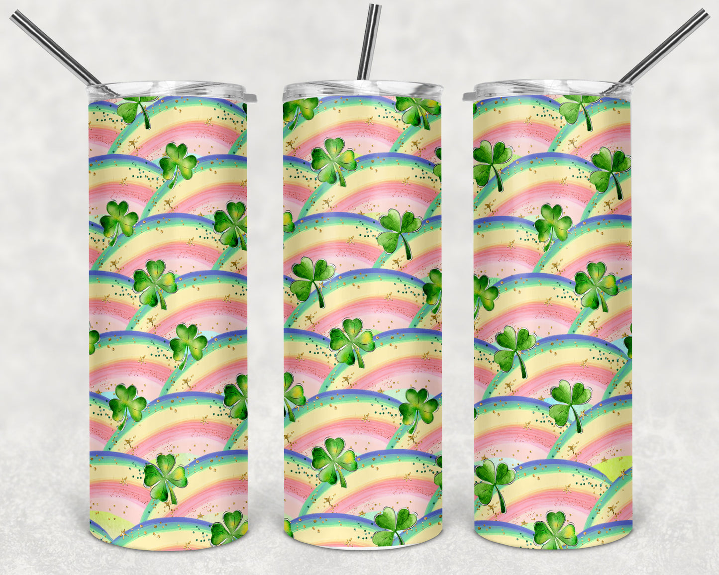 Rainbow Shamrocks Skinny Tumbler 20oz