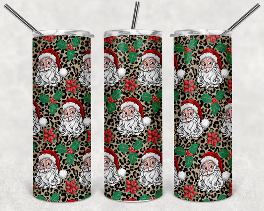 Leopard Santa Skinny Tumbler 20oz