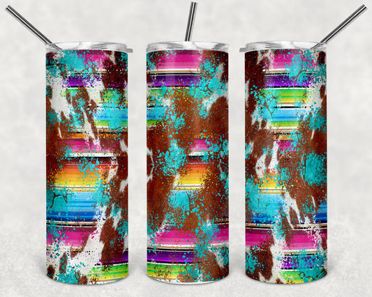 Serape Cowhide Skinny Tumbler 20oz