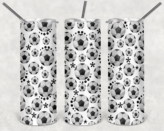 Soccer Balls and Stars Skinny Tumbler 20oz