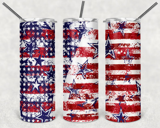 Stars and Striped Skinny Tumbler 20oz