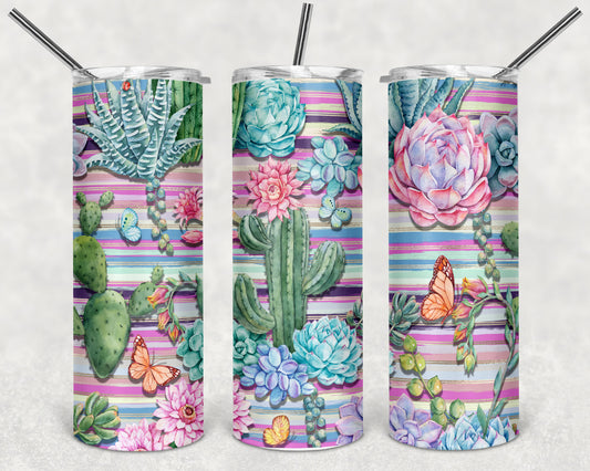 Succulents and Butterflies Skinny Tumbler 20oz