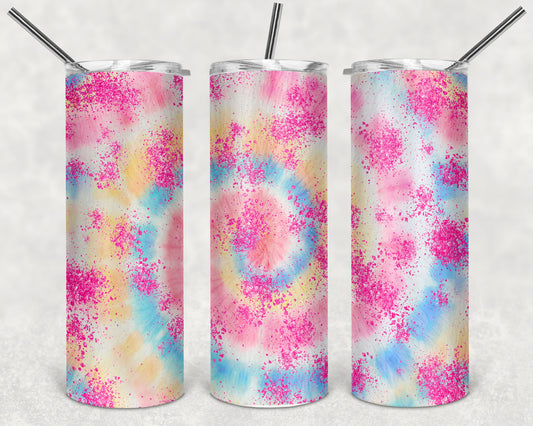 Pink Tie Dye Skinny Tumbler 20oz