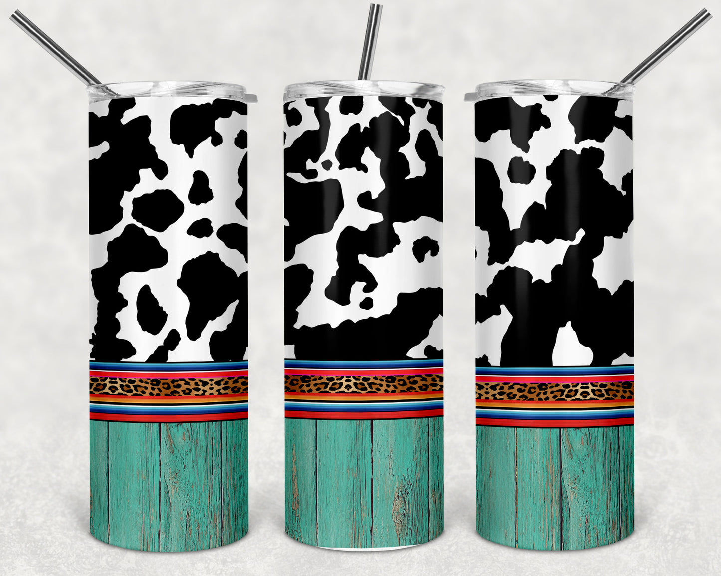 Wooden Cow Print Skinny Tumbler 20oz