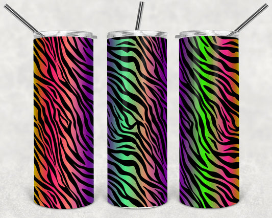 Neon Zebra Stripes Skinny Tumbler 20oz