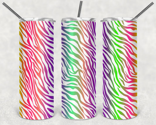 White Zebra Stripes Skinny Tumbler 20oz