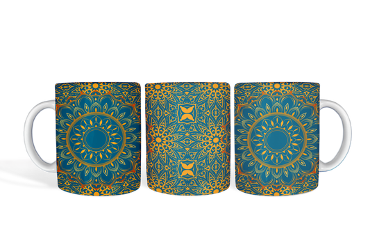 Blue Gold Mandala Mug