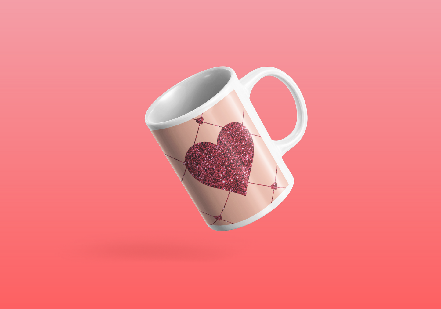 Glitter Heart and Diamonds Mug