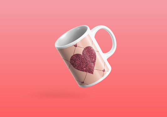 Glitter Heart and Diamonds Mug