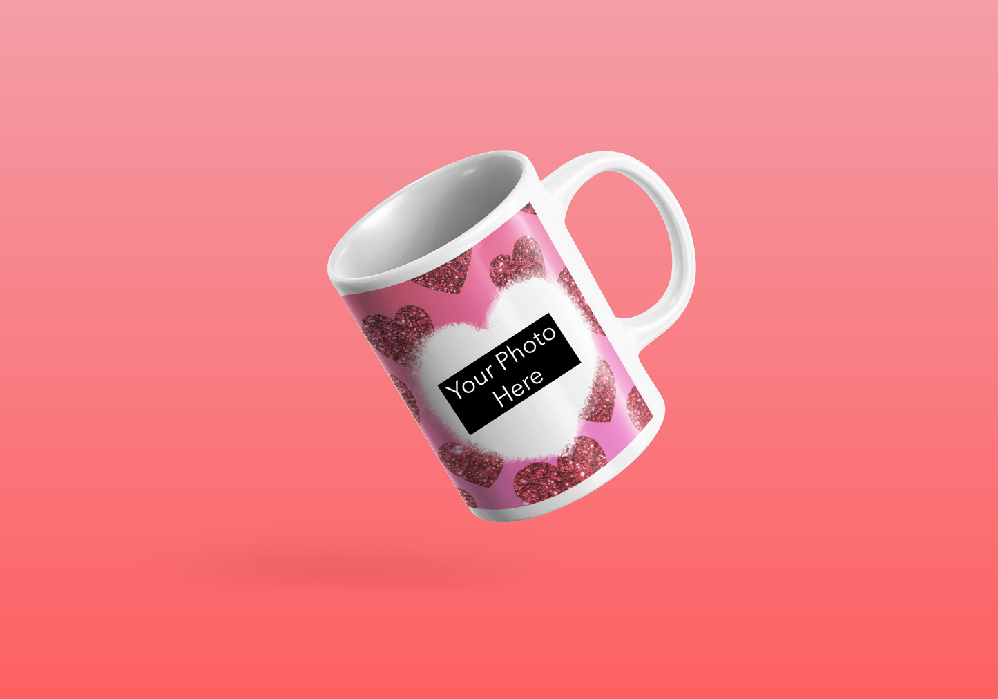 Glitter Heart Photo Mug