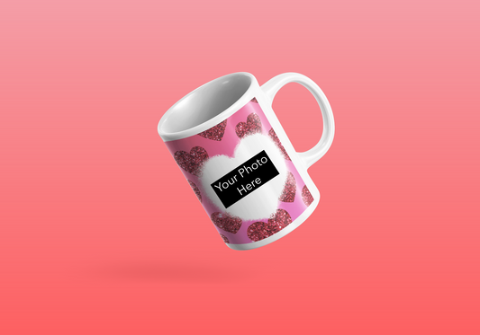 Glitter Heart Photo Mug