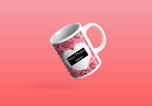 Swirls of Hearts Photo Heart Mug