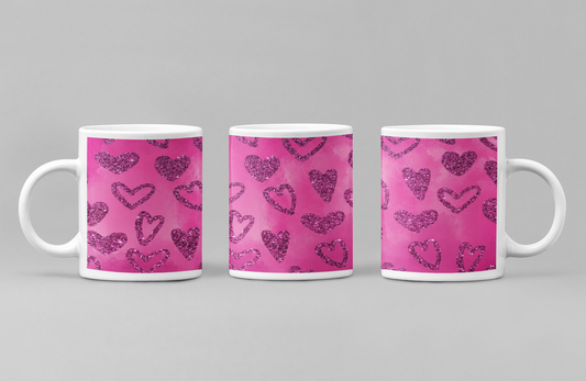 Glitter Pink Heart Mug