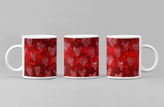 Red Heart Glitter Mug